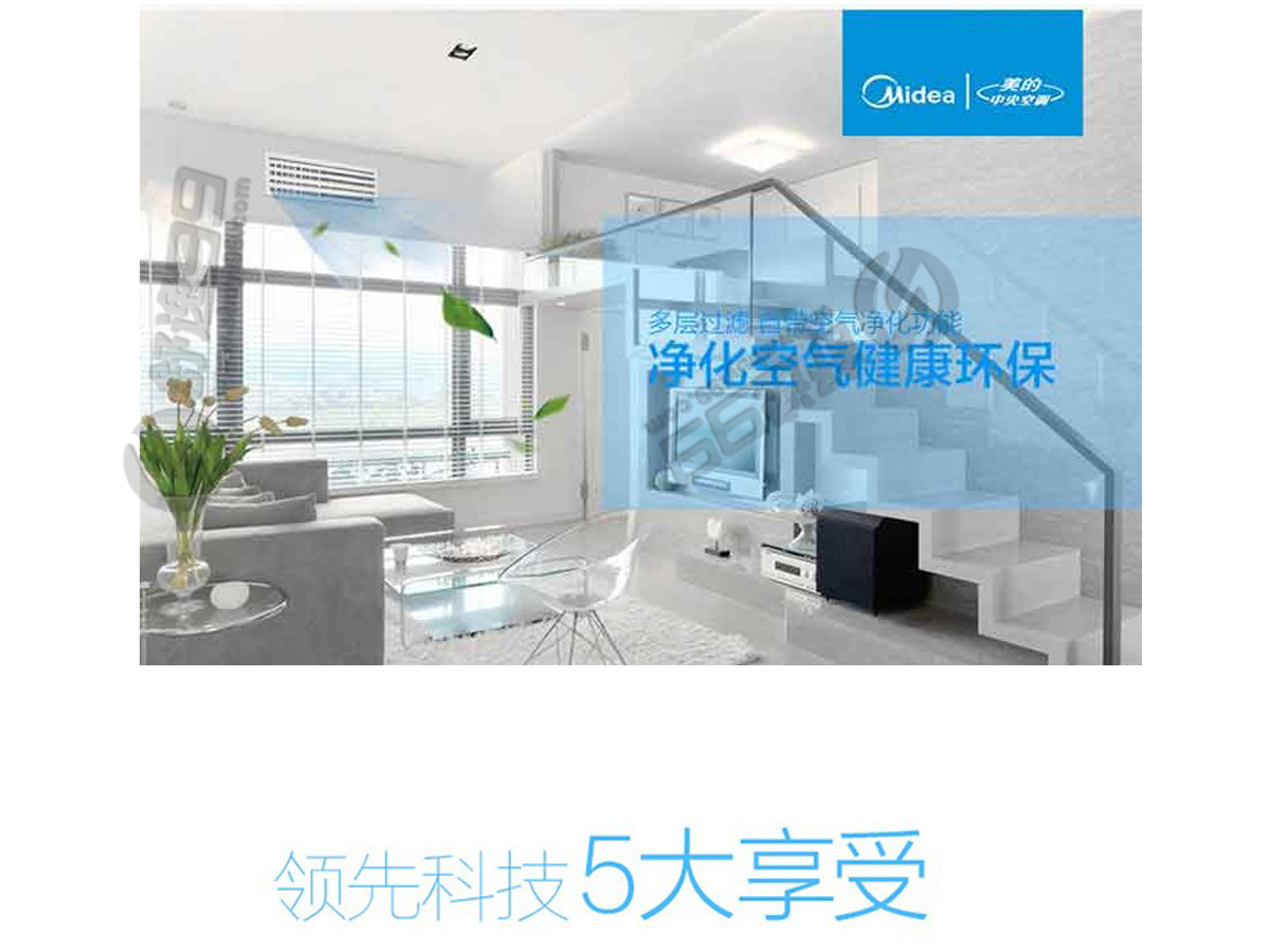美的（Midea）一拖五變頻 多聯風管機空調 大6匹