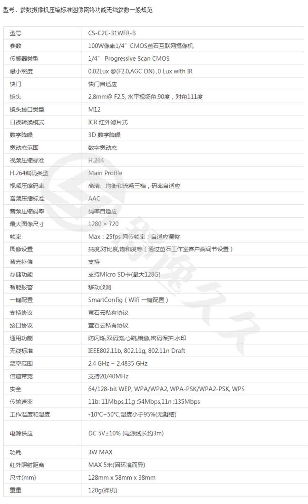 螢石（EZVIZ） C2C高清夜視版 攝像頭 無線智能網絡攝像機 wifi遠程監控防盜家居攝像頭
