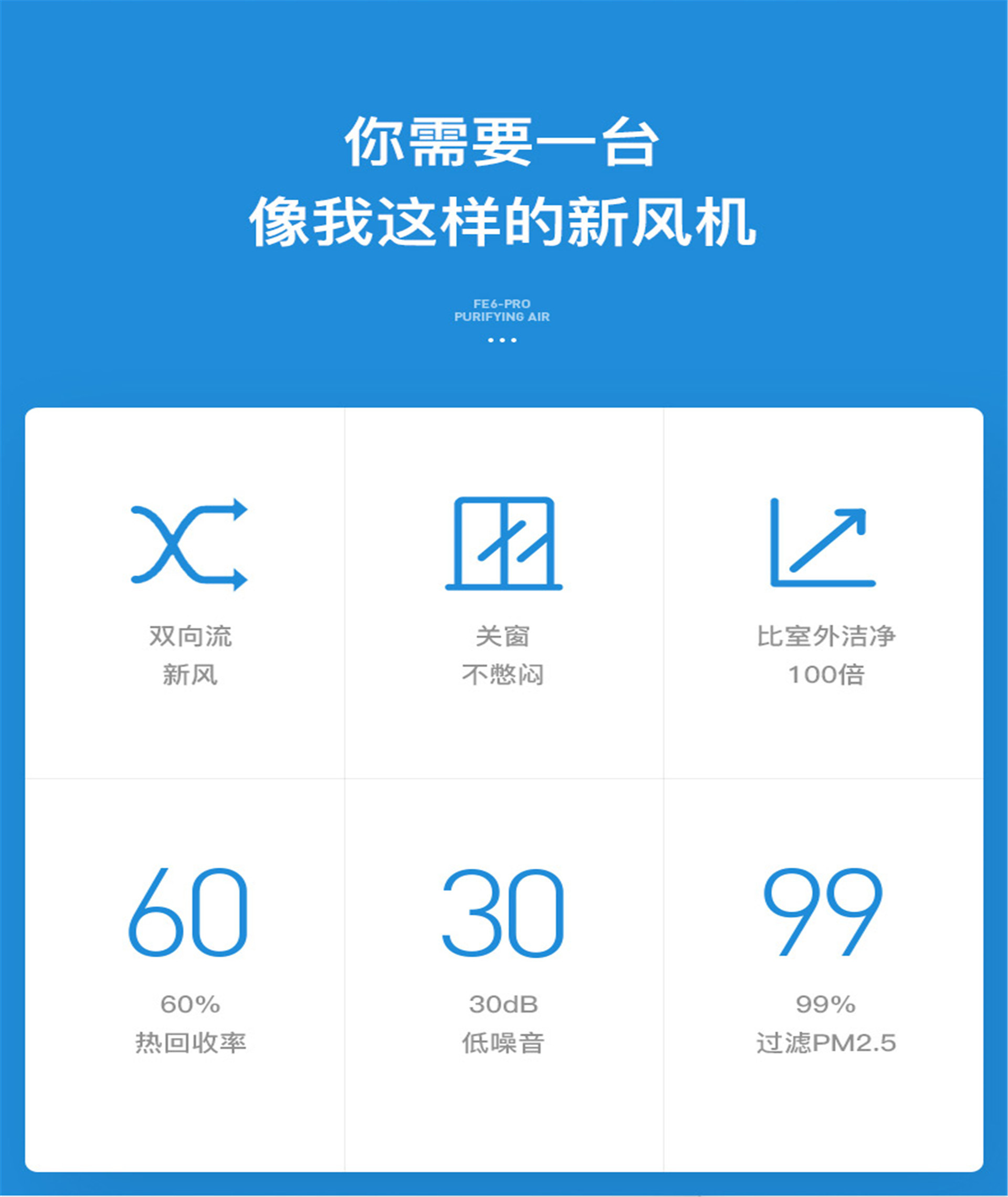 遠大（BROAD）新風肺保FE6-PRO雙向流壁掛式新風系統(tǒng)